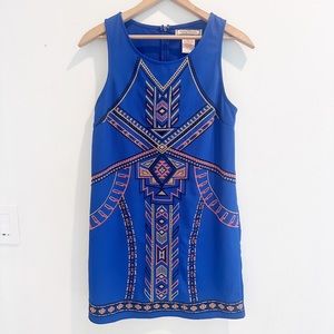 EUC Flying Tomato blue boho Aztec print mini dress small